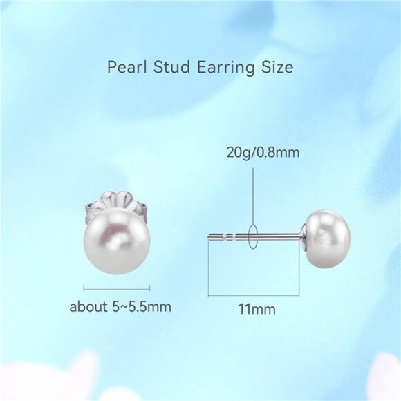 Hypoallergenic Titanium Studs with White Freshwater Cultured Pearl Earrings - Picture 3 of 7